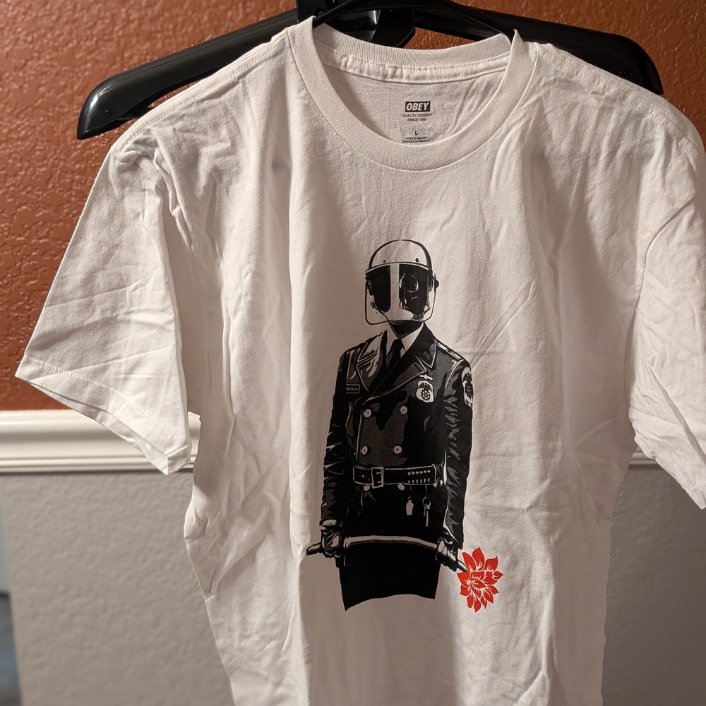 Obey White Tee with Graphic Design